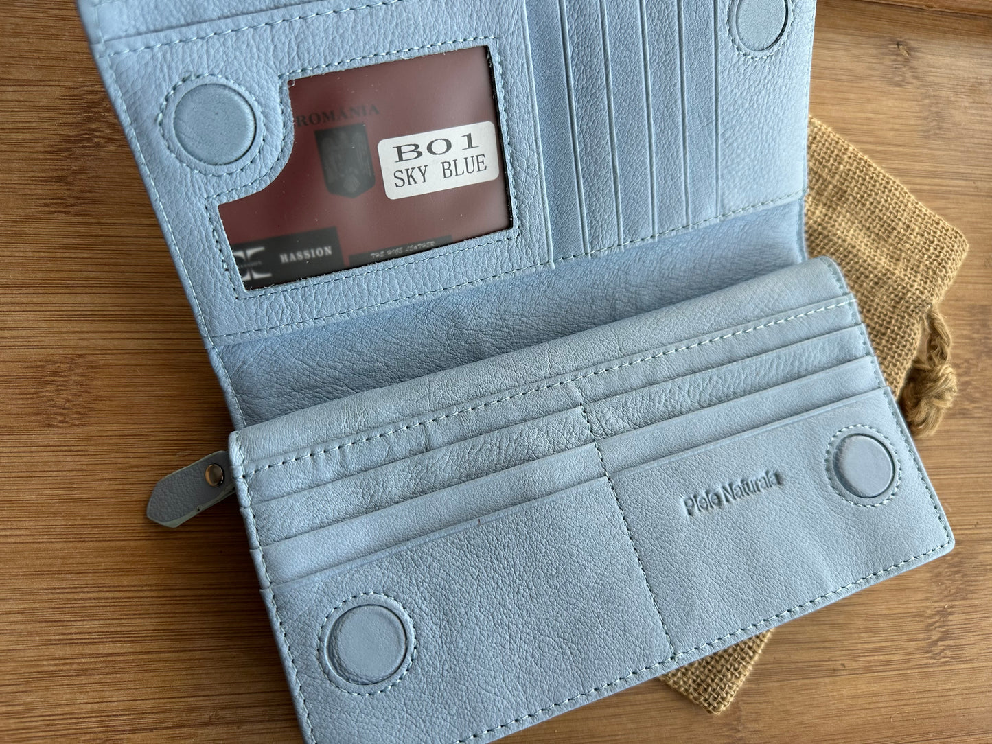 Portofel Anais piele naturala premium Sky Blue