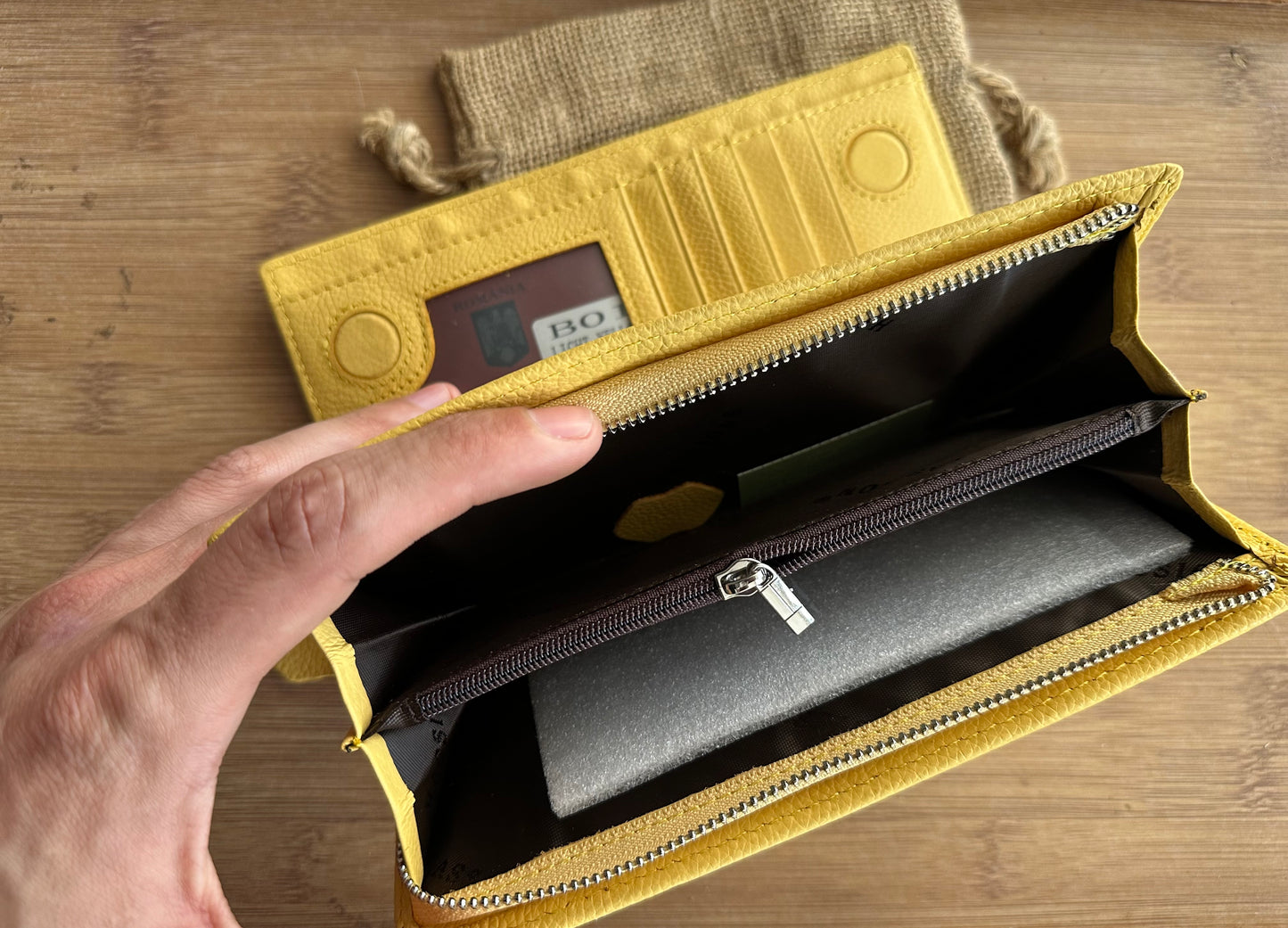 Portofel Anais piele naturala Light Yellow