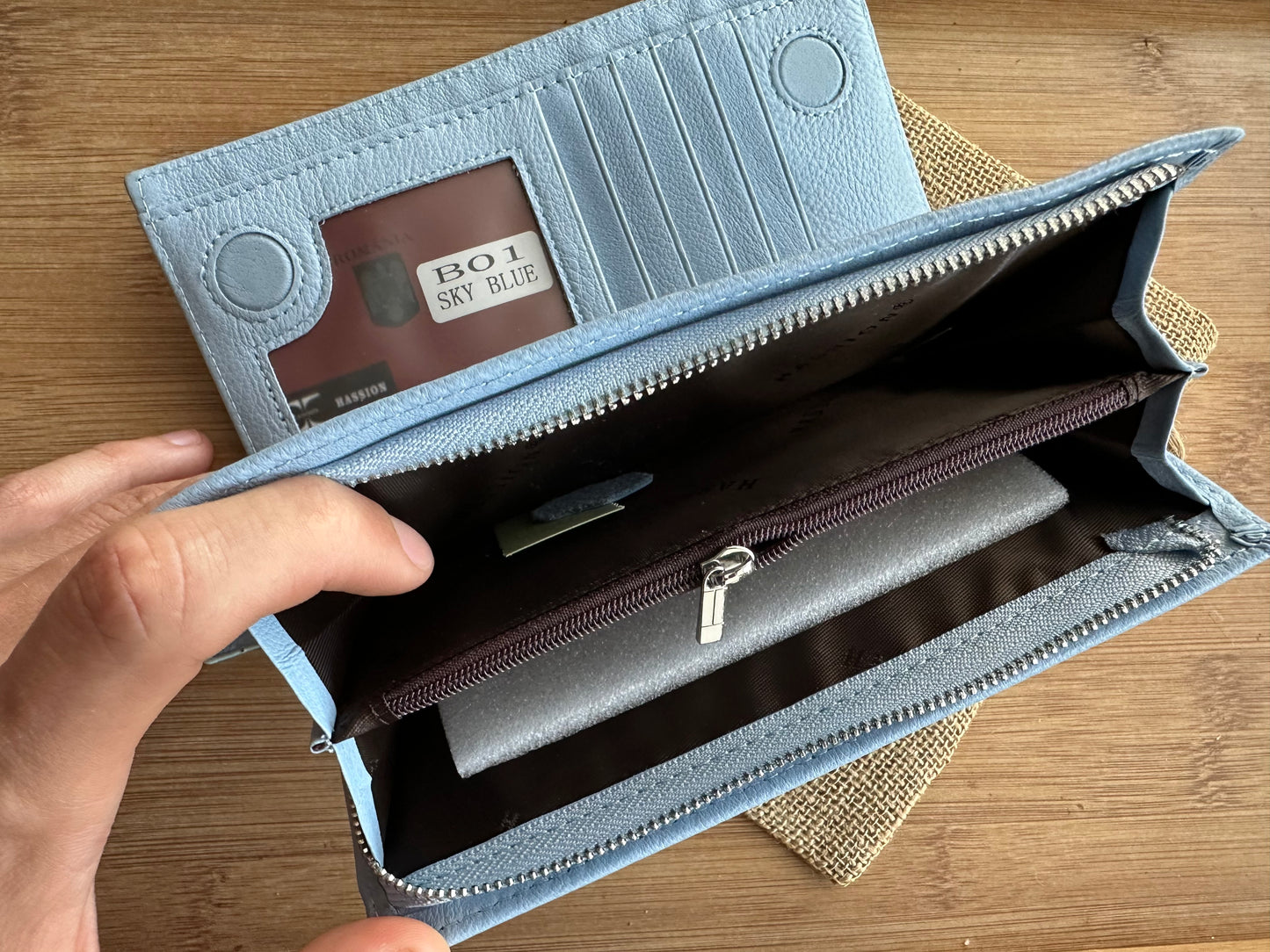 Portofel Anais piele naturala premium Sky Blue