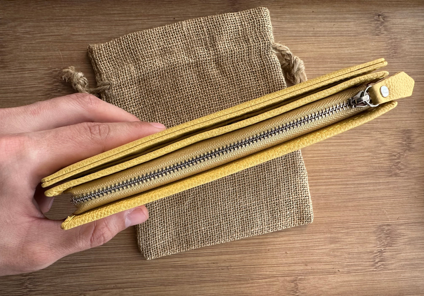 Portofel Anais piele naturala Light Yellow