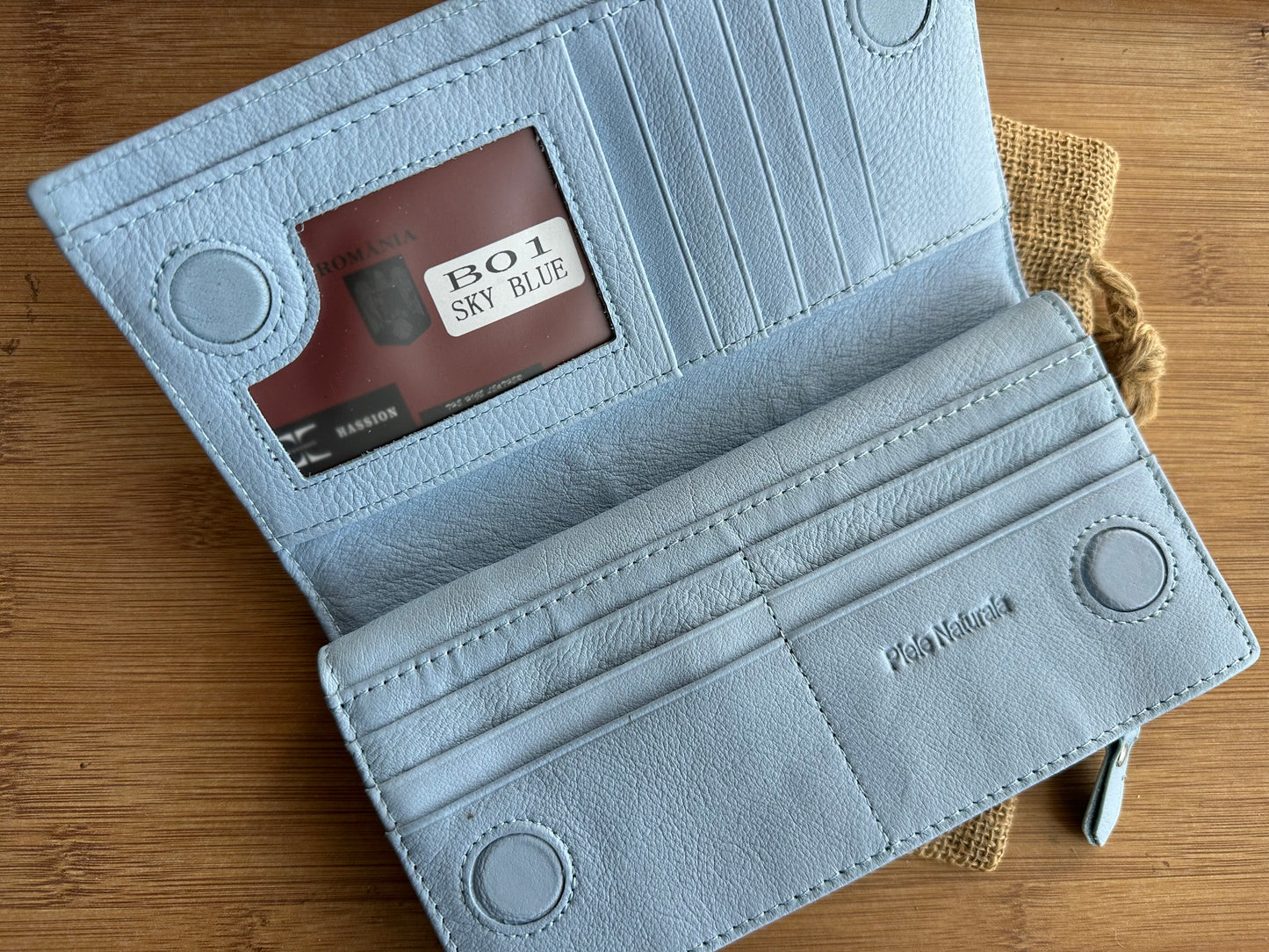 Portofel Anais piele naturala premium Sky Blue
