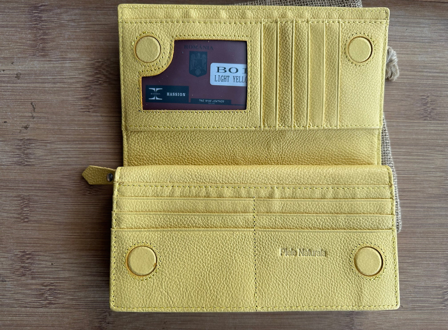 Portofel Anais piele naturala Light Yellow