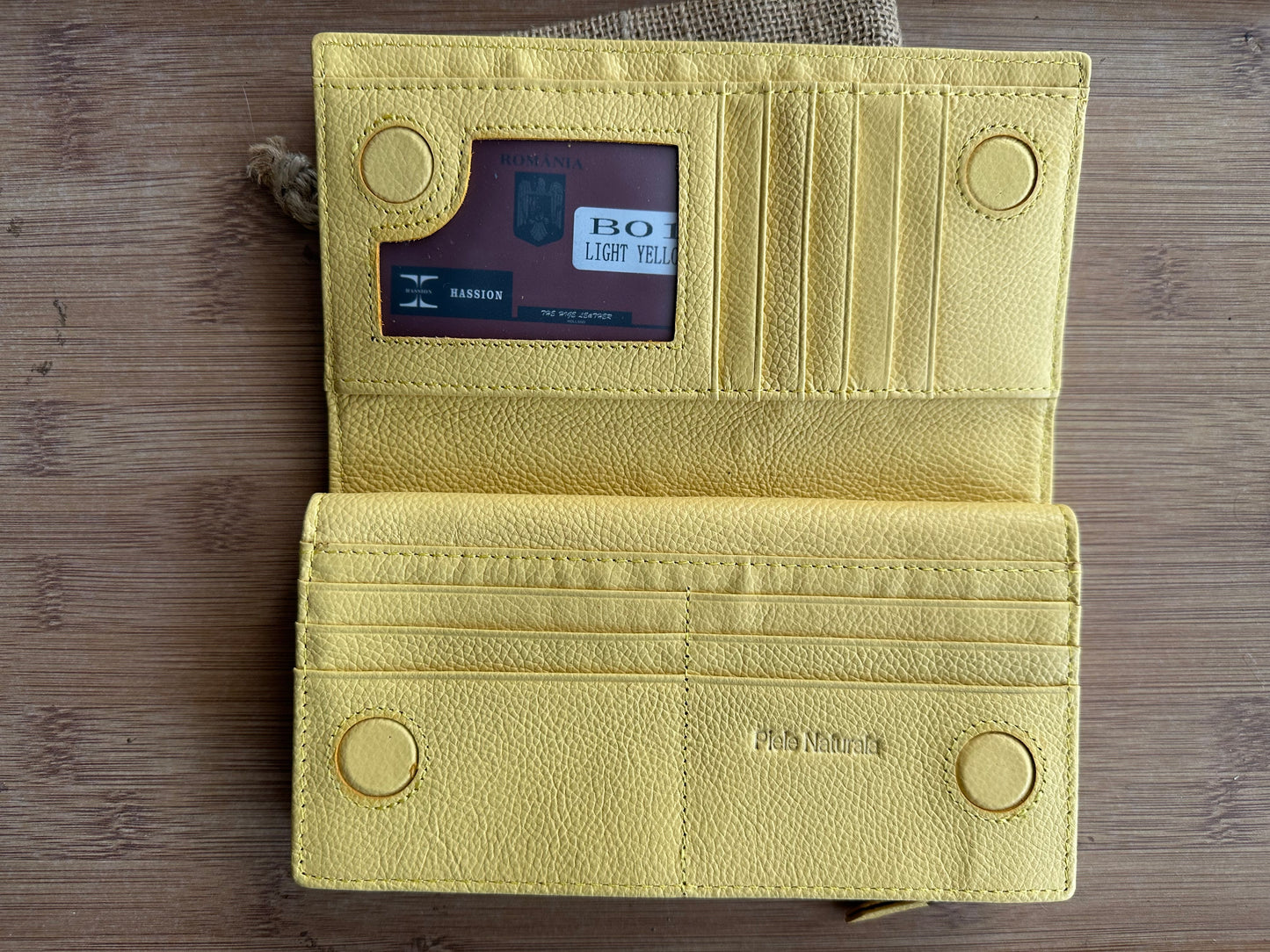 Portofel Anais piele naturala Light Yellow