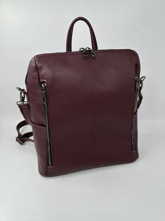 Geanta Rucsac Carlie piele naturala premium Bordeaux