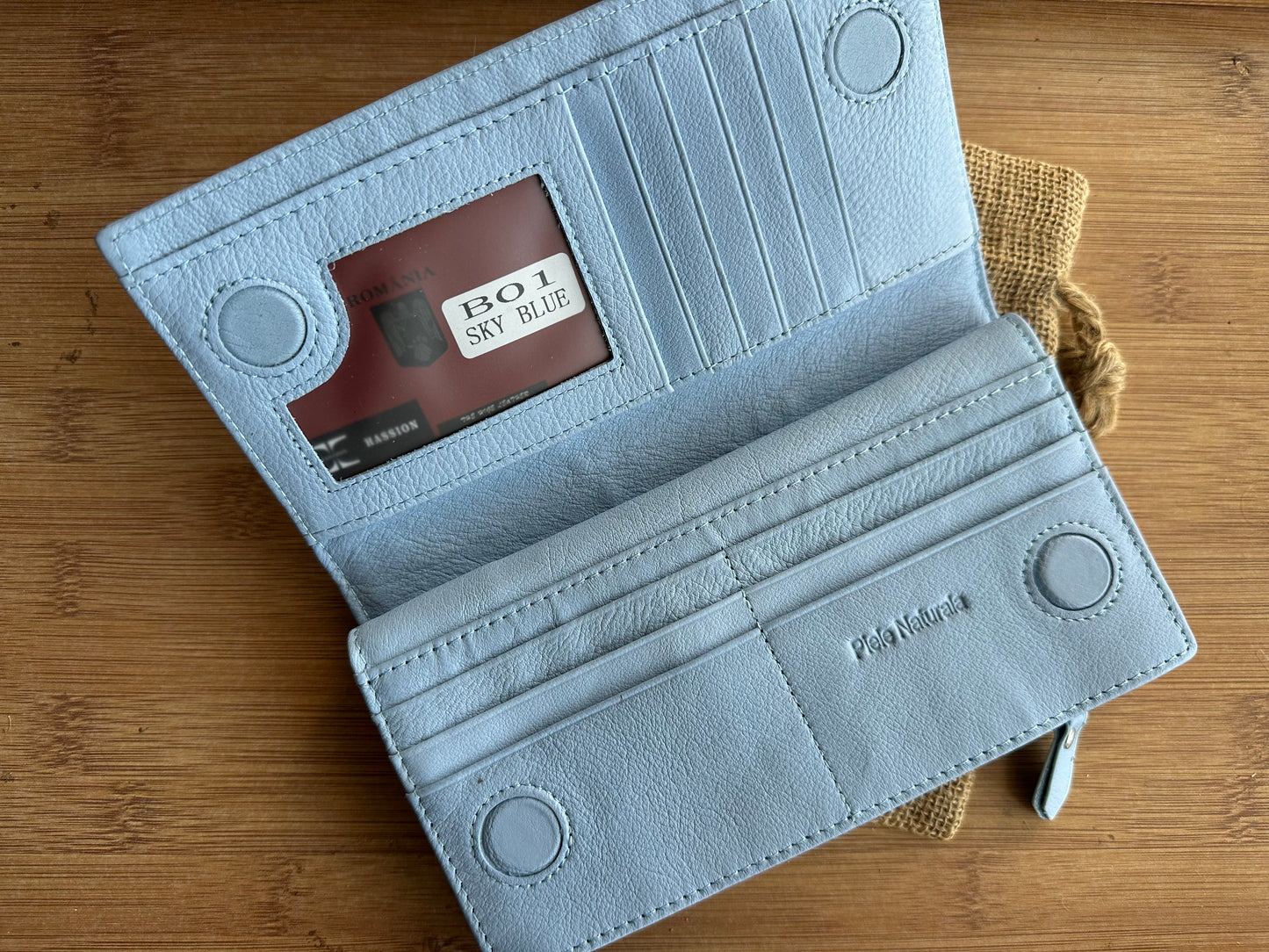 Portofel Anais piele naturala premium Sky Blue