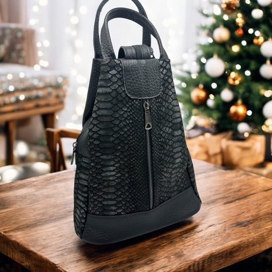 Rucsac Dama Brigitte Piele Naturala/Intoarsa Croco Editie Limitata