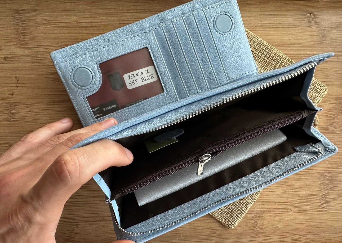 Portofel Anais piele naturala premium Sky Blue