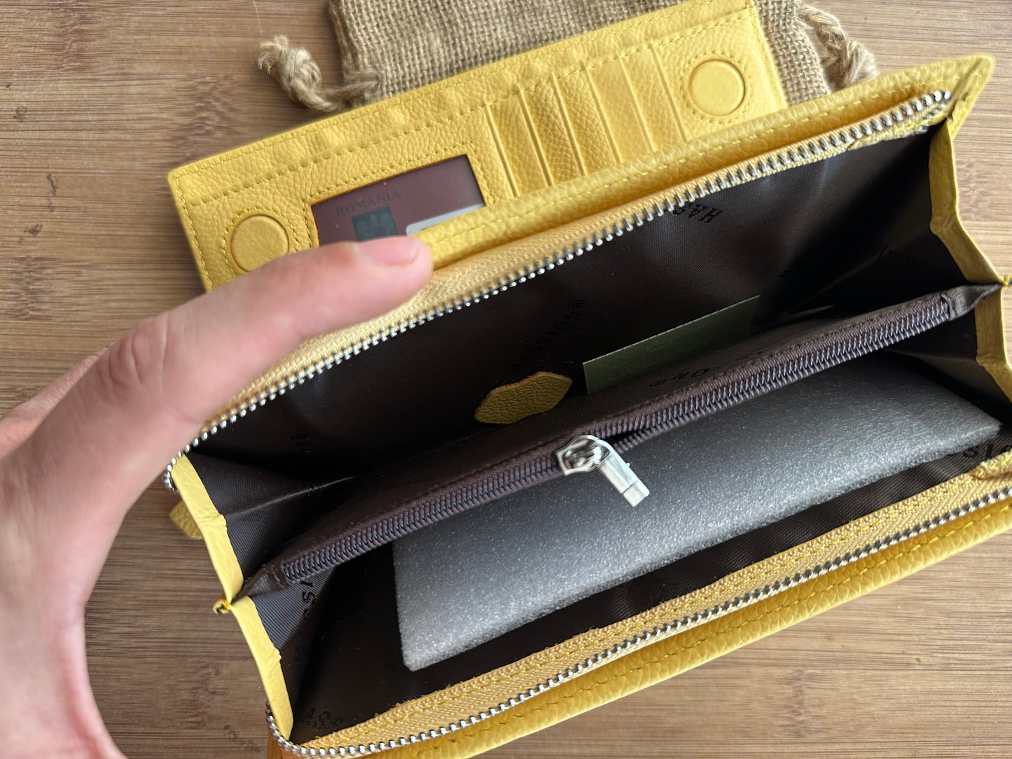 Portofel Anais piele naturala Light Yellow