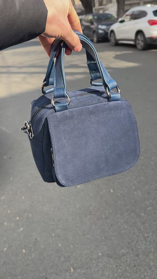 Geanta Alice piele naturala Russian Blue Ediție limitatǎ